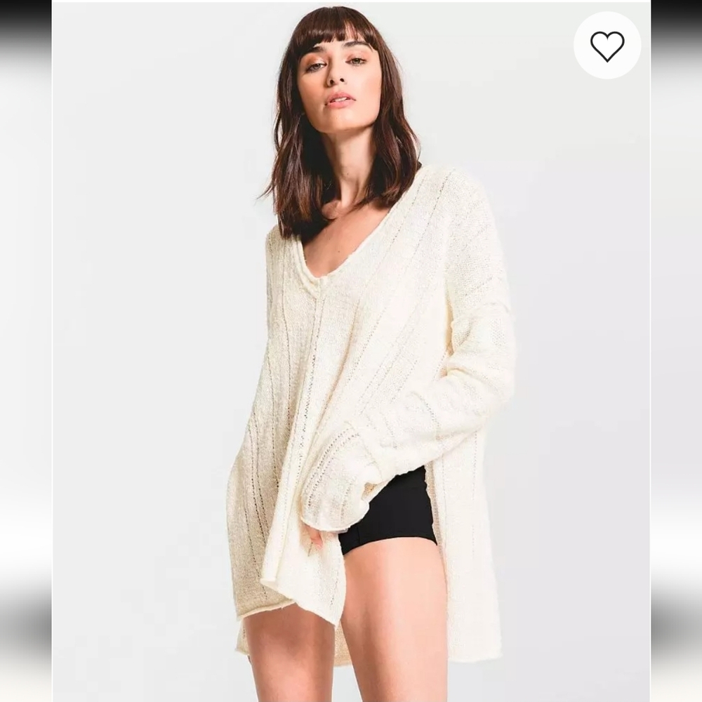 Rag Poets Maiori Sweater Open Knit Cream Sweater Size M